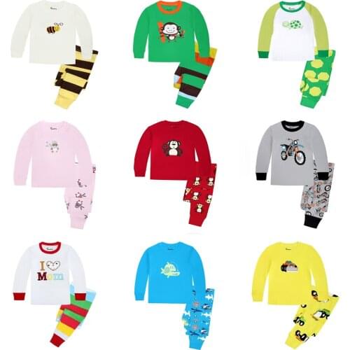Children pajama sets Boys Turtle Motocycle pyjama Baby Girls unicorn Giraffe sleepwear Kids Infant toddler clothing