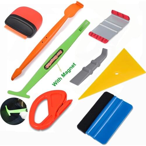 EHDIS Carbon Fiber Vinyl Car Wrap Magnet Sticker Stick Squeegee Scraper Foil Film Cutter Tool Set Car Accessories Wrapping Kit