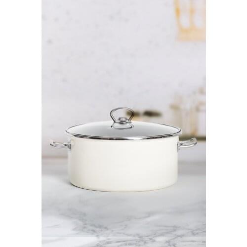 Antique Cream Enamel Cookware | 26 cm