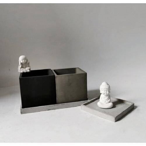 Epoxy resin Mold DIY 4 inch Sqaure Concrete Flower Pot Mold Succulent Planter Silicone Mold Homemade Succulent Plant Pot Molds