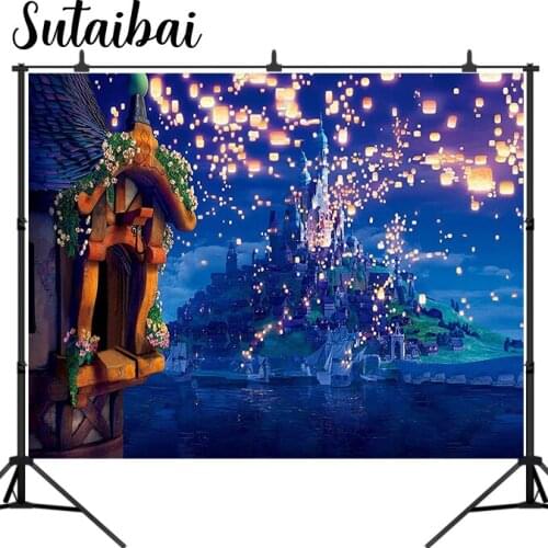Fantasy Cartoon Castle Princess Background Tangled Baby Bath Birthday Party Photo Booth Photography Backdrop Props