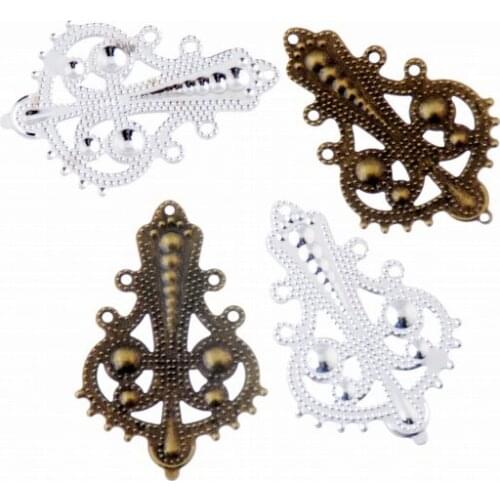 Free shipping 100Pcs Bronze/ Silver Color Filigree Wraps Connectors Metal Crafts Gift Decoration DIY Findings 27x41mm