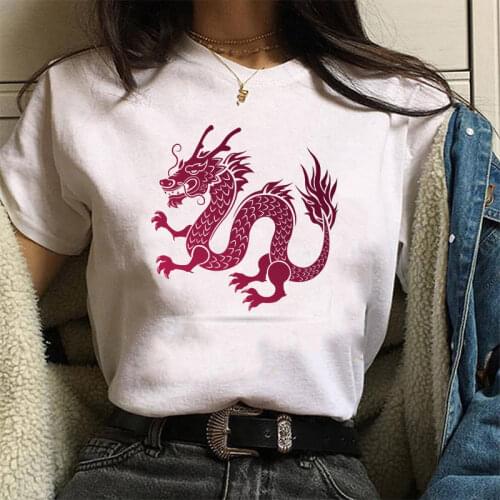 Summer Womens T-shirt Chinese Dragon Print T-shirt Hip Hop Streetwear Top Women Ulzzang Harajuku Kawaii Oversized T-shirt Women