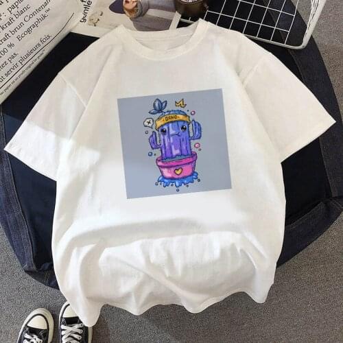 Funny Cactus Print T-shirt Womens Retro Style Casual Fashion Female Tee Top Graphic Female T shirts Clothing Camisas Mujer