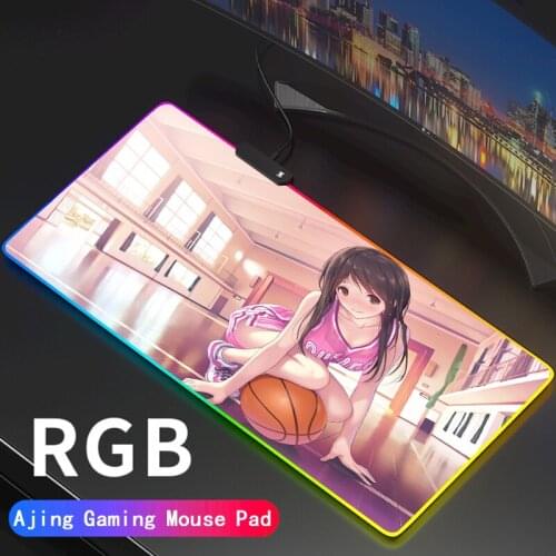 Gaming Mouse Pad Large 80x30/90x40cm Big Breast Girl rgb Mousepad Light Desk Mat Computer Gamer LED Backlight Keyboard Carpet