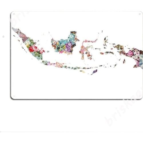 Indonesia Map Metal Signs Wall Mural Vintage Mural Painting Cave pub Tin sign Posters