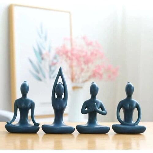 Creative Modern Minimalist Yoga Girl Ornaments Home Teahouse Decoration Ceramic Abstract Art Craft Yoga Poses Figurine Gifts
