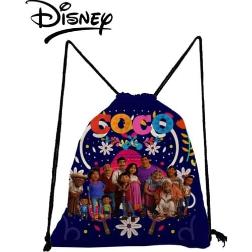 Disney Coco Printed Drawstring Bag Small Child Bookbag Eco Reusable Storage Bag Travel Bag Unisex Backpack Gym Soft Shoe Pocket