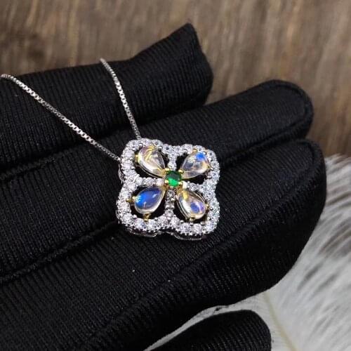 Natual And Real MoonStone necklace pendant Natural real MoonStone 925 sterling silver For men or women