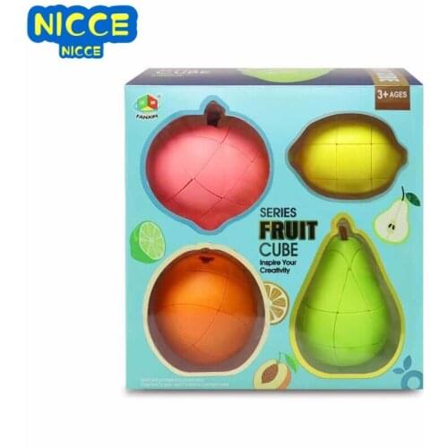 Nicce fruit cube pack professional sticker less pear orange peach lemon cube puzzle game speed Cube Fun Toys