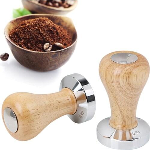 NICEYARD Wood Handle Coffee Powder Hammer Flat Espresso Tamper Stainless Steel Coffee Tamper Barista Tools Coffee Accessories