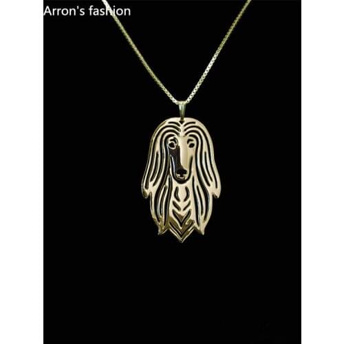 New trendy Afghan Hound dog jewelry pendant women statement necklace