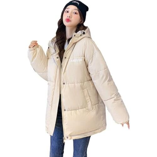 2021 Winter New Down Cotton Coat Women Loose Thicken Long-Sleeved Hooded Fashion Student Bread Jacket Men Womens Clothing OK943