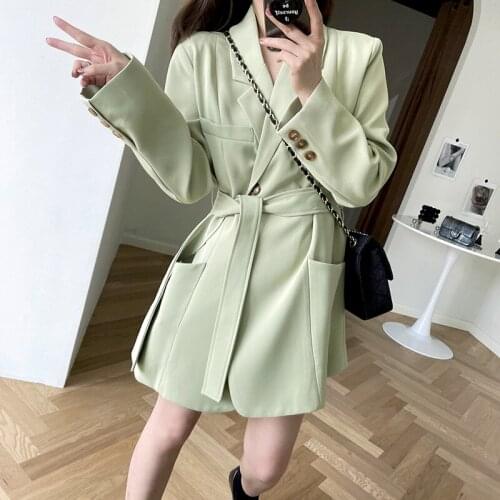 2021 Autumn New Products High-quality Small Suit With Belt Women Loose Casual Fashionable Suit Jacket