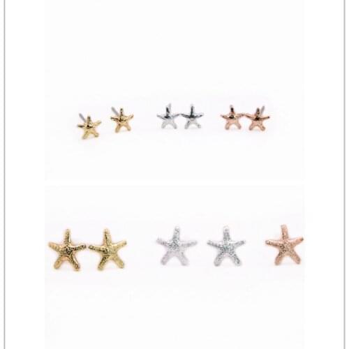 NEW Classic Starfish Stud Earrings Three Color Suitable for Men And Women Two Sizes of Pentagram Earrings are Available