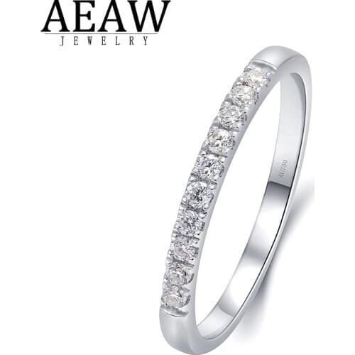 10k White Gold AU585 DEF Color VVS1 Round Cut 0.15ctw Moissanite Engagement Wedding Band Fine Ring Daily Ring Gift ring for Lady