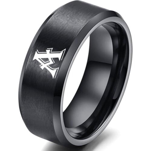 8MM Personalised Initial Ring Engrave A to Z Alphabet Stainless Steel Signet Blank Plain Ring Band 12 Zodiac Ring For Men Women