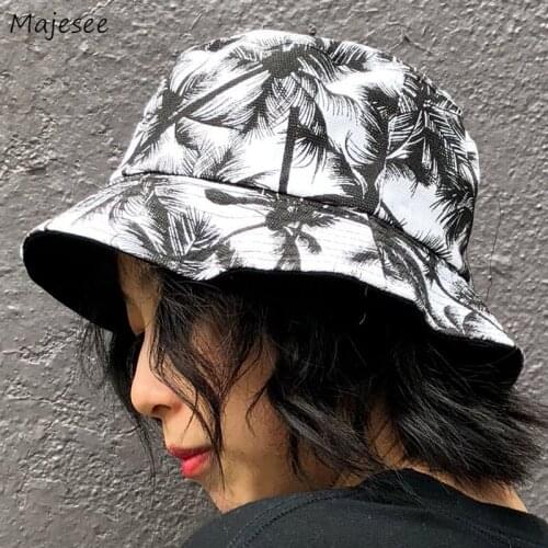 Printed Bucket Hats Women Boyfriend Korean Style High Street Stylish Basic Version All-match Hip Hop Harajuku Folded Save Space
