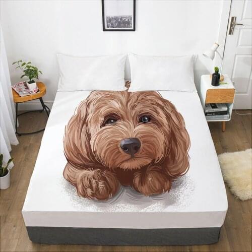 Luxury Elastic fitted sheet bed sheet With An Elastic Band Mattress Cover 150x200/160x200 Bed cover for home animal brown