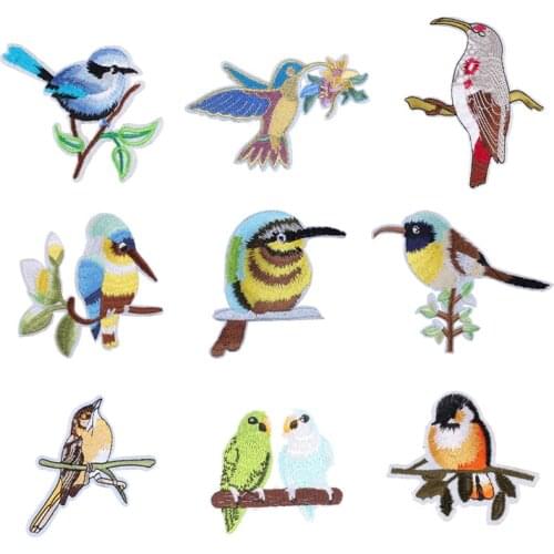 Bird Swallow Iron on Patches for Clothing DIY Embroidery Stripe on Clothes Animals Sequin Applique Badge Applique Cloth Fabric