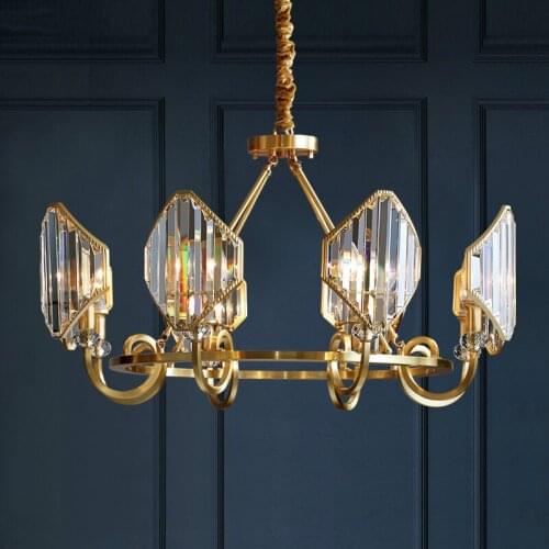 Luxury Living Room Copper Led Chandelier E14 Lustre K9 Crystal Luminarias Chandelier Lighting Round Led Lamparas Fixtures