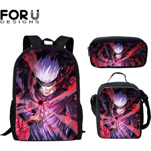 FORUDESIGNS Cartoon Jujutsu Kaisen Anime Print Student Backpack Boys Teenager School BookBags Children Knapsack Escolar Infantil