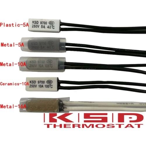 10PCS KSD9700 Thermostat 120C 5A/10A/16A 250V Temperature Thermal Control Switch normal close nc/no 155C/150C/145C/140C/135C