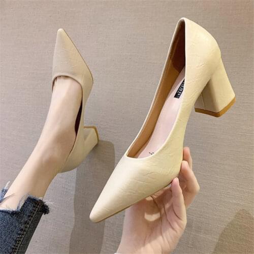 NEW Women Pumps Show Thin Womens Concise Solid Flock Shallow High Heels Shoes Fashion Pointed Toe Sandals Women Office Shoes