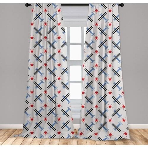 Vintage Airplane Curtains Geometric Airplane Concept with Stripes Star Patterned Background Window Drapes for Living Room Bedroo