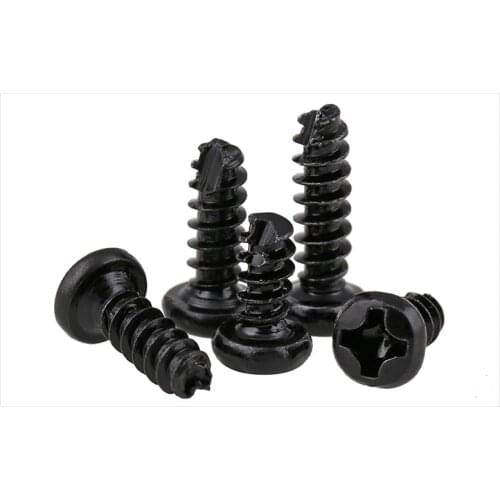 Round head self-tapping screws Cut-off Slotted M2 M2.3 M2.6 M3 M3*10mm screws black PT screws