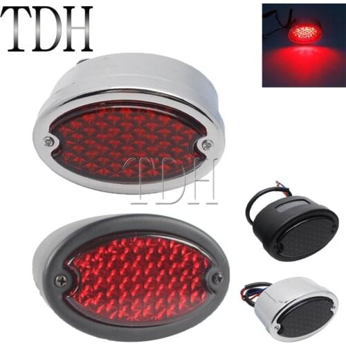 Motorcycle Tail Light 12V Red/Smoke Lens LED Rear Brake Lamp For Harley Softail Chopper Bobber Cat Eye Taillight License Light