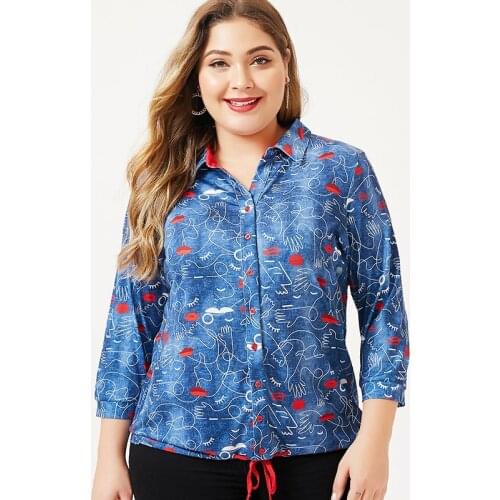 2020 Autumn mom clothes Women Long sleeve Printed shirt Blouses fashion ladies Vintage elegant Plus Size Womens Tops