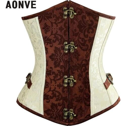 AONVE Steampunk Corset Sexy Buckle Vintage Corselet Gothic Clothing Women Waist Trainer Lace up Clubwear Korset Bustier Tops