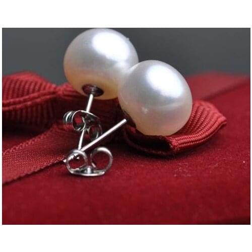 11-12MM Super Biggest Size Genuine Natural Freshwater Pearl Stud Earrings GRACEFUL PRINCESS Jewelry, 100 Pairs/lot