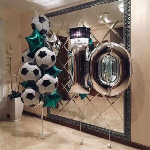 12Pcs 18inch Green Football Soccer Theme Party Decor Round Balloons Black White Ballons for Boys Birthday Toys Party Supplies