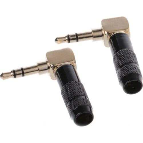 2 Pcs 90 Degree Jack 3.5mm Headphone Plug Right Angle 3 Pole Stereo Audio Adapter L15