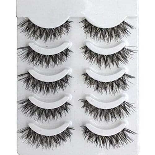 5Pairs A20 Natural Black Eye Lashes Fluffy Cosplay Makeup Cross Strip False Eyelashes Messy Faux Mink Wholesale Eyelashes Beauty