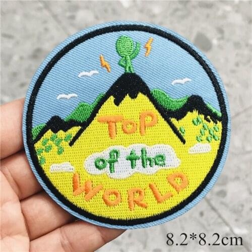 5Pcs/set Tree Mountain Moon Natural Embroidery Sew On Patches Applique Badge Craft DIY For Children Clothes Trousers Sticker