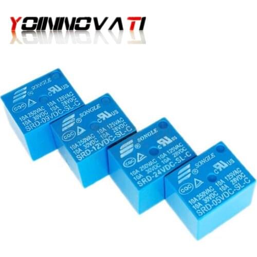 5PCS/lot Relay SRD-05VDC-SL-C SRD-12VDC-SL-C SRD-24VDC-SL-C 5V 12V 24V 10A 250VAC 5PIN T73