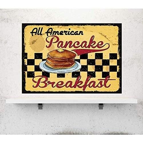 Anjoes Pancake Breakfast Retro Vintage Kitchen Signs Wall Decor Metal Tin Sign 8x12 Inches