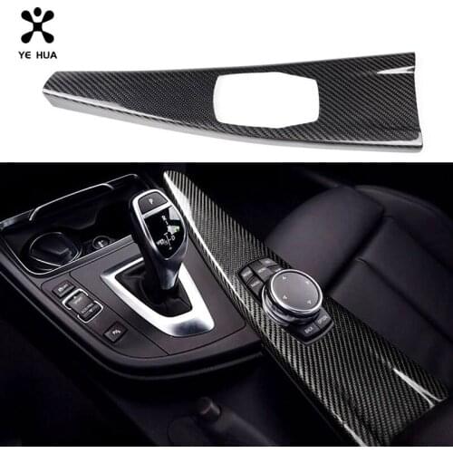 For Bmw F30 Car Stickers and Decals 3 Series Multimedia Panel Interior Details Dry Carbon Fiber Covers Auto Accessories