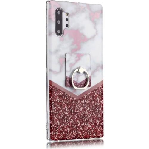 Glitter Marble Case For Samsung Galaxy S10 Plus S10e S9 S8 S7 S6 S7E S6E Note 9 10 8 Cover on Soft TPU Silicone Coque Ring Stand