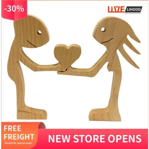 Wooden Ornaments Creative Wooden Ornaments Men and Women Children Doll Ornaments DIY Wooden Crafts Holiday Decoration