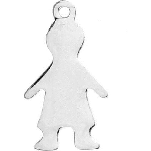 DoreenBeads Fashion 304 Stainless Steel Pendant Boy Girl Silver Color DIY Charms 17mm( 5/8") x 9mm( 3/8"), 2 PCs