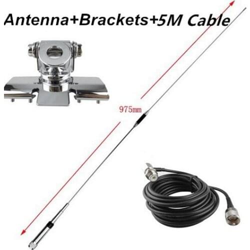 Dual band 145/435M vehicle whip antenna car mobile radio antenna with clamp bracket 5m cables