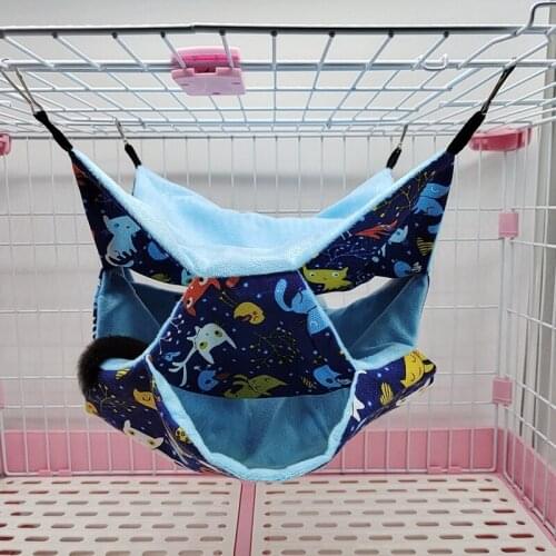 Double Layer Small Pet Mini Animal Hanging Cage House Cute Hamster Summer Hammock Bed Sleeping Bag for New Born Pet Mat