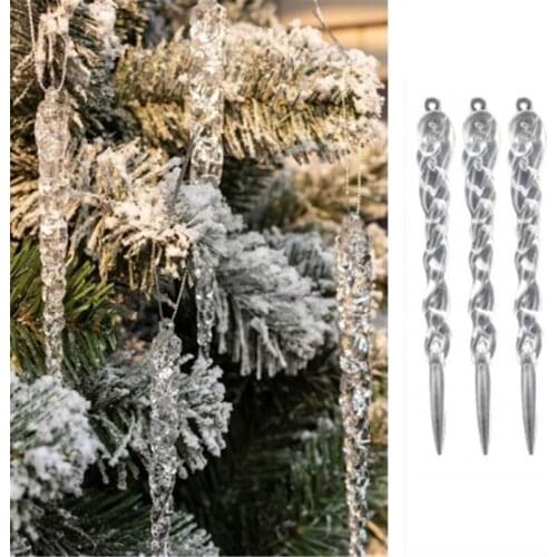 Hot 12pcs Simulation Ice Christmas Tree Hanging Decoration Fake Icicle Prop For Winter Frozen Party Xmas Tree Hanging Ornament
