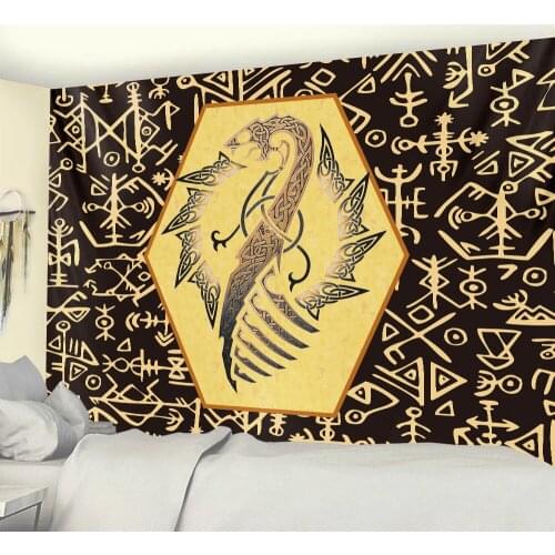 Nordic Viking Mystery Symbol Home Decoration Art Large Size Tapestry Bohemian Decoration Yoga Mat Hippie Background Wall Sheets