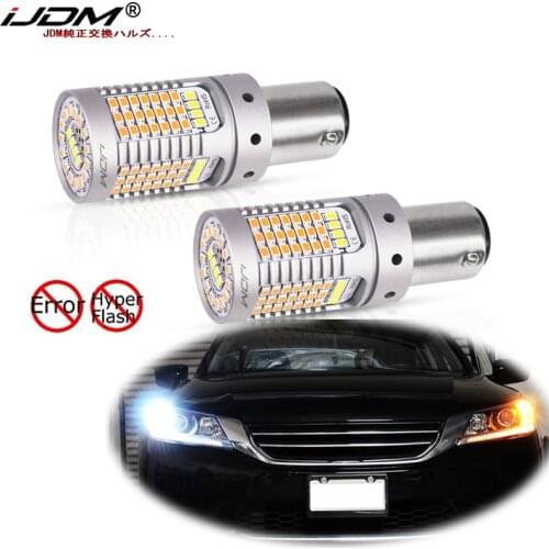 IJDM 1157 BAY15D P21/5W led CANbus No Resistor Switchback White/Amber LED Bulbs Turn Signal Light Bulbs For 13-17 Accord Sedan