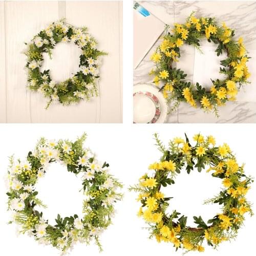 Artificial Daisy Flower Wreath Flower Wreath for Front Door Wall Wedding Home